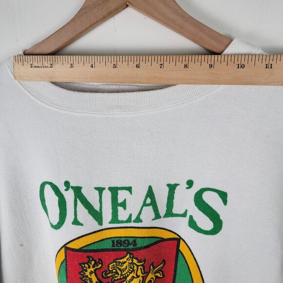 Vintage 80s O'Neal's Fine Ales Ireland Sweatshirt White Size L Made In USA - Picture 10 of 16